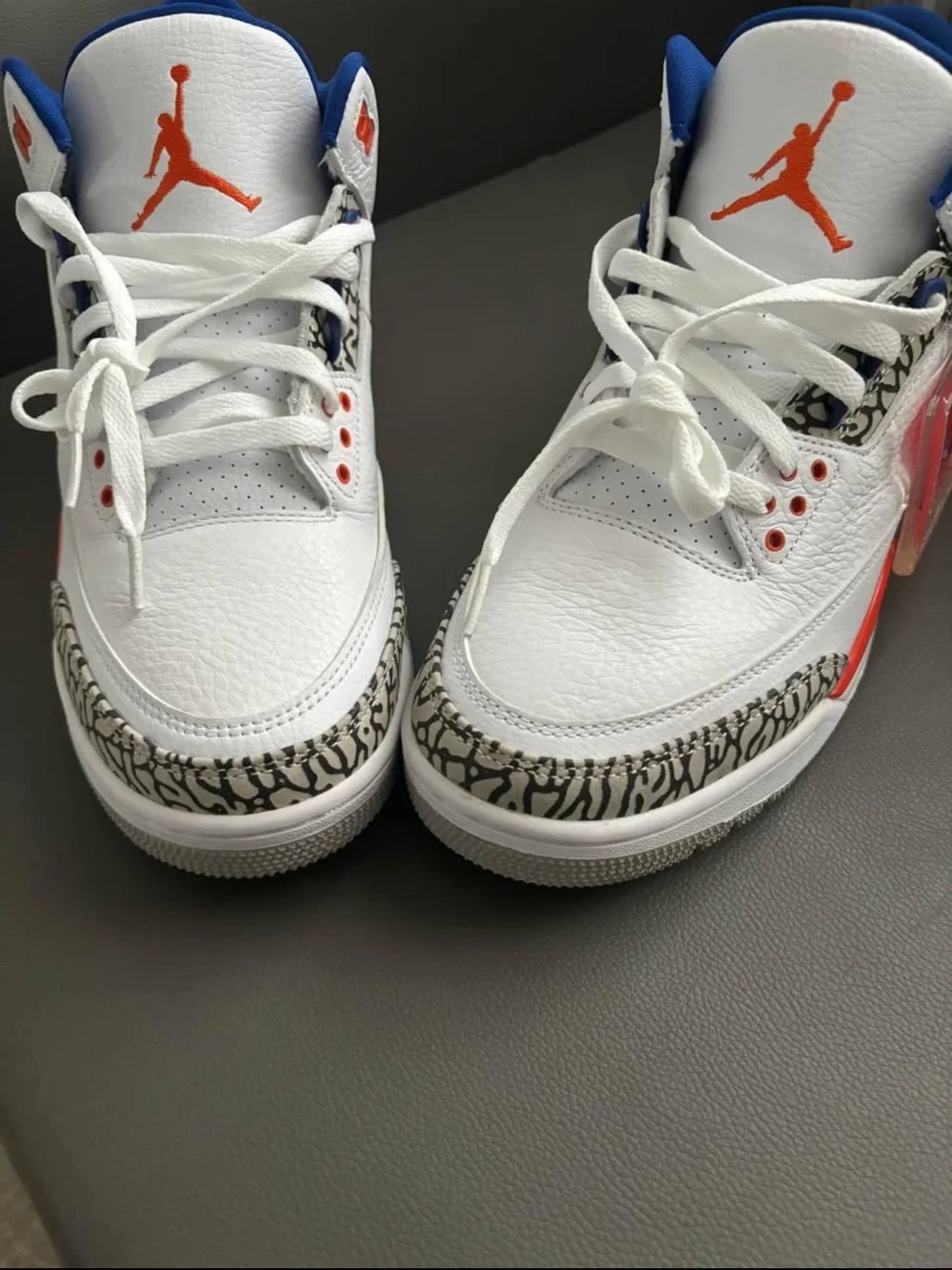 Jordan White Sneakers with Orange & Blue Accents